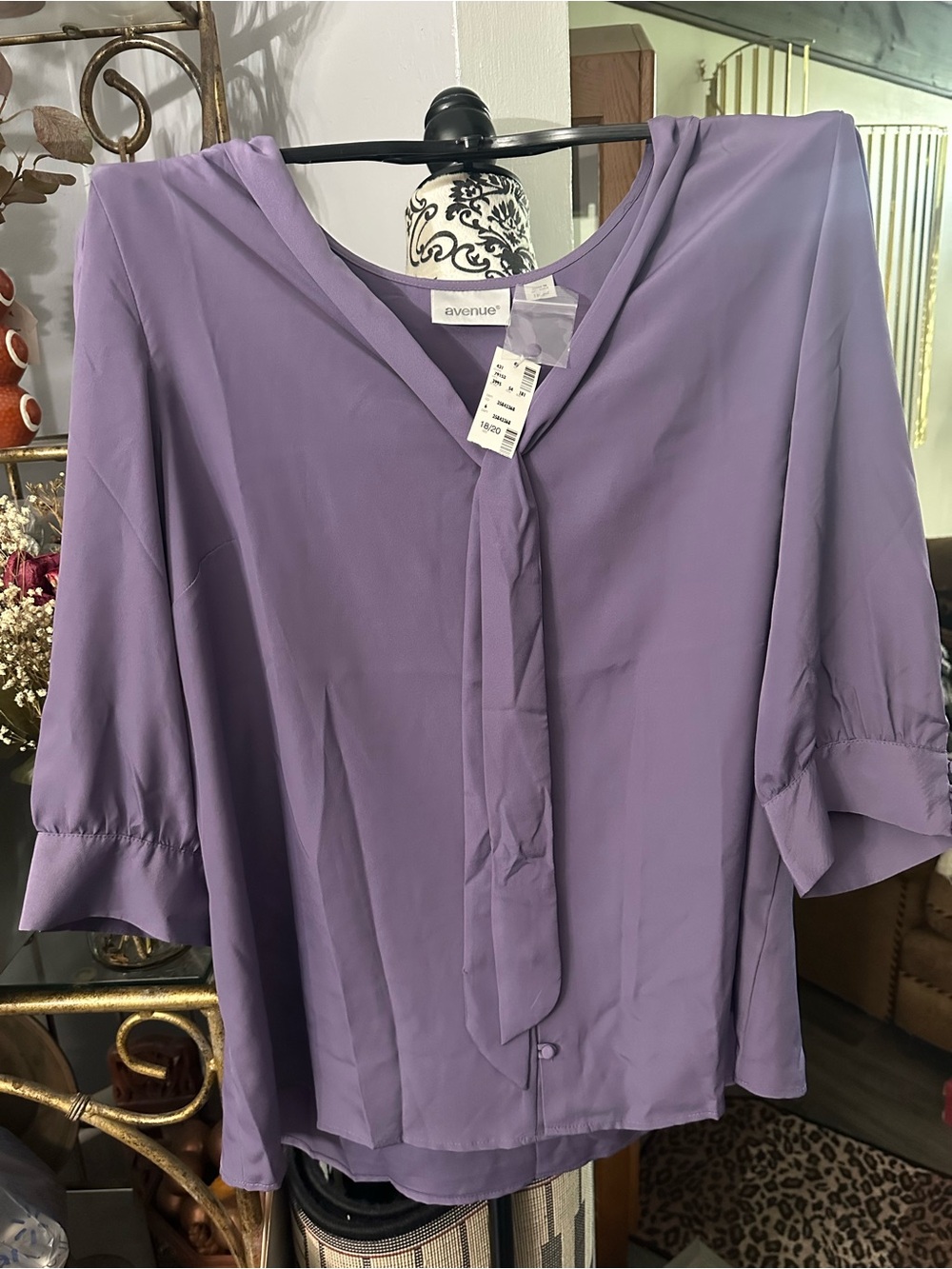 Avenue Lavender Tie-Front Blouse - Women's Top